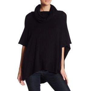 Woven Heart Black Cowl Neck Poncho - Size S/M